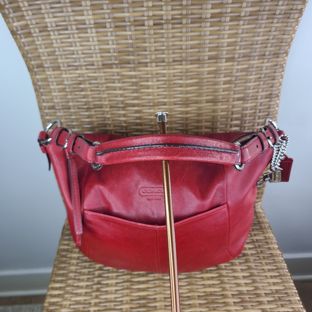 Coach Red Leather Shoulder Bag - Picture 8 of 16